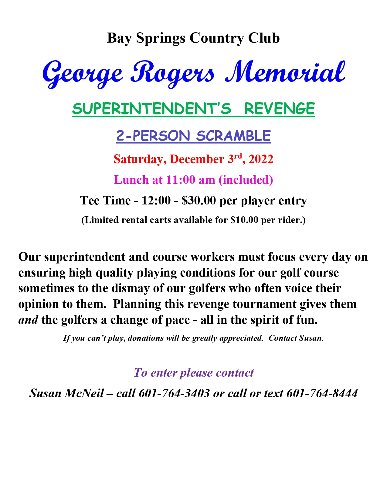 George Rogers Memorial Superintendent's Revenge 2-Person Scramble